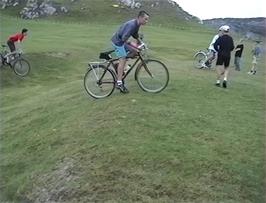 Cycling on the dunes between Achmelvich hostel and the beach